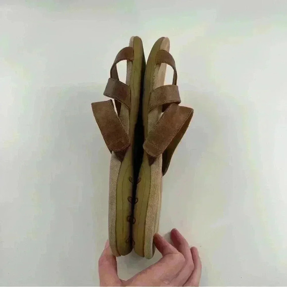 Lands end womens sandals size 10 41.5 brown leather cross cross slides - Picture 5 of 12